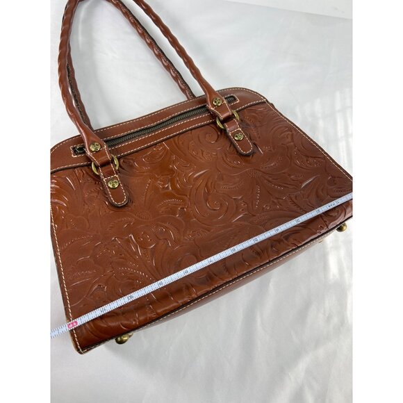 Patricia Nash Calvi Tooled Leather Florence Brown Tan Bag - Picture 9 of 12